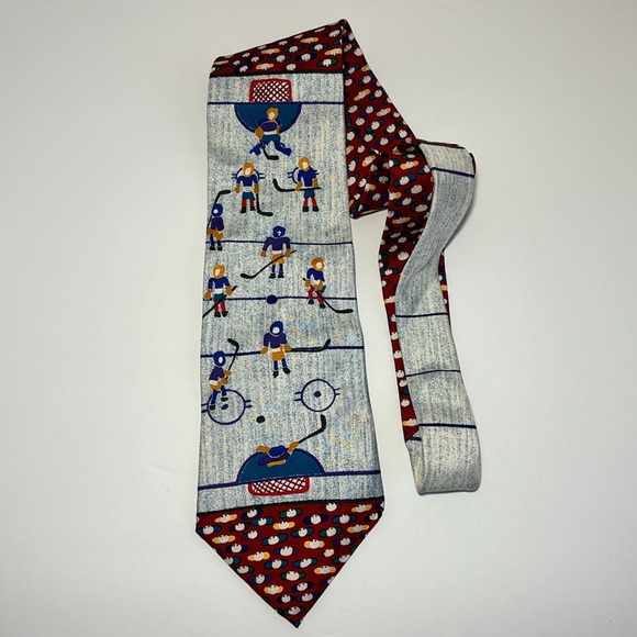 Save The Children Ice Time Hockey Necktie Imported Silk Made In USA NWT 1994 - Picture 4 of 8
